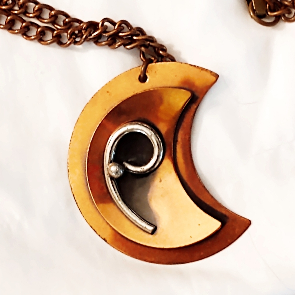 Large VTG 1950s Renoir Copper Pendant Necklace